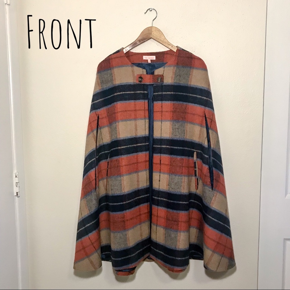Modcloth Plaid Poncho/Cape Size Small